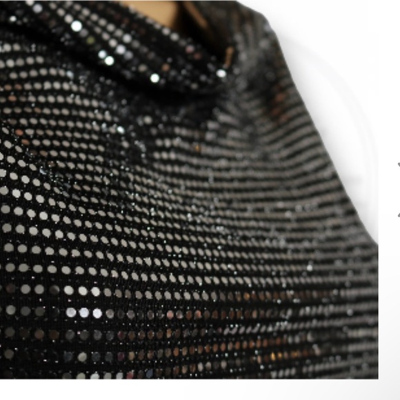 Sincerely Jules Sparkly Black Cow Neckline Sequin Sleeveless Crop Top, Small - Picture 13 of 13